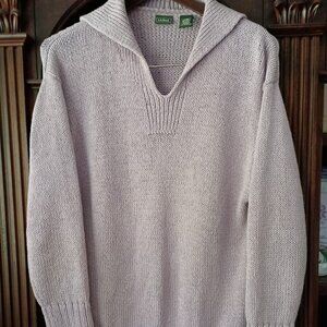 Women’s L.L. Bean Lilac Linen-Cotton Long Tunic Sweater Sz M